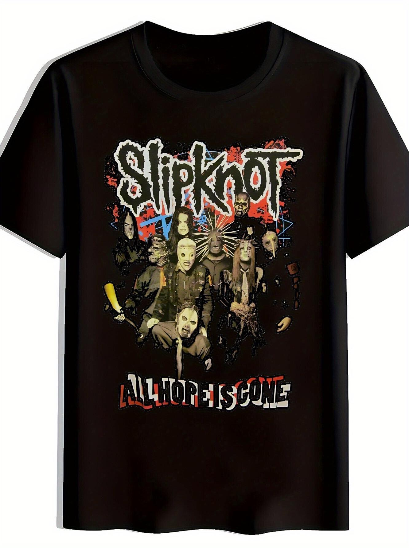 

Slipknot Rock Band Graphic T-shirt - Black Polyester Short Sleeve Tee with All Hope Is Gone Design XXXXL