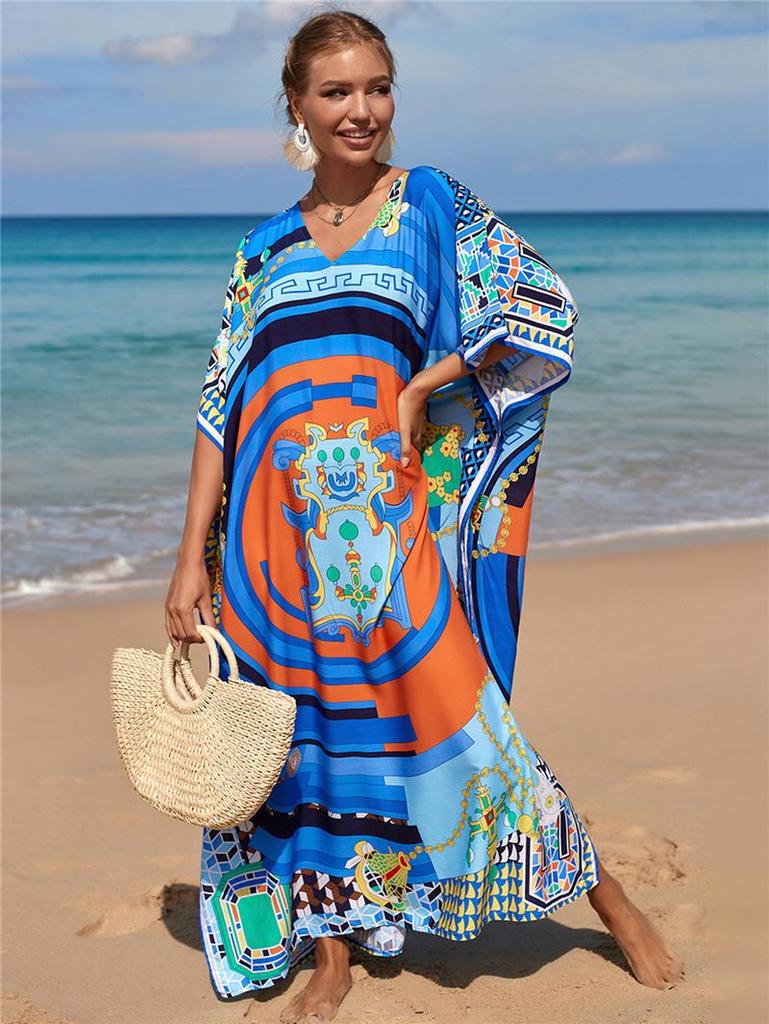 Europäische & Amerikanische Baumwolle Wasserzeichen-Druck Strand Sonnenschutz Überwurf Robe für Badeurlaube