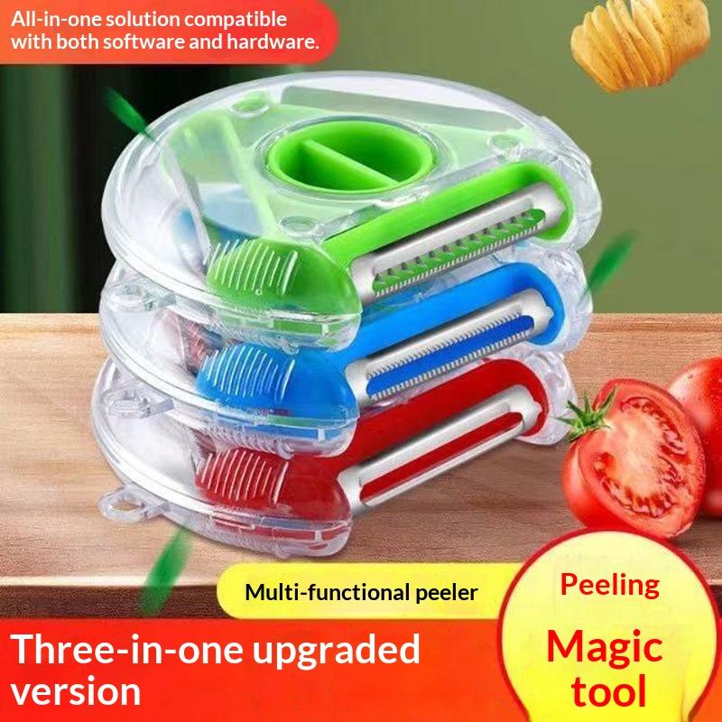 1Pcs 3 In 1 Magic Trio Peeler Set Slicer Shredder Peeler Julienne Cutter Multi Peel Blade Zesters Grater Kitchen Tool