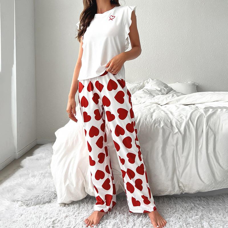 Dámské pyžamo Homewear Set Tričko Dlouhé Kalhoty Set Móda Pohodlné Ležérní