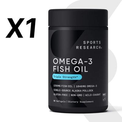 Divoký aljašský polak 1040mg Rybí olej Omega-3 Trojitá síla Měkká kapsle, 90 tablet, 1 kus