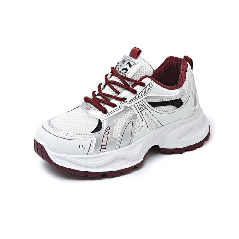 Campus style platform running shoes women's spring new color matching mesh dad shoes student sports shoes