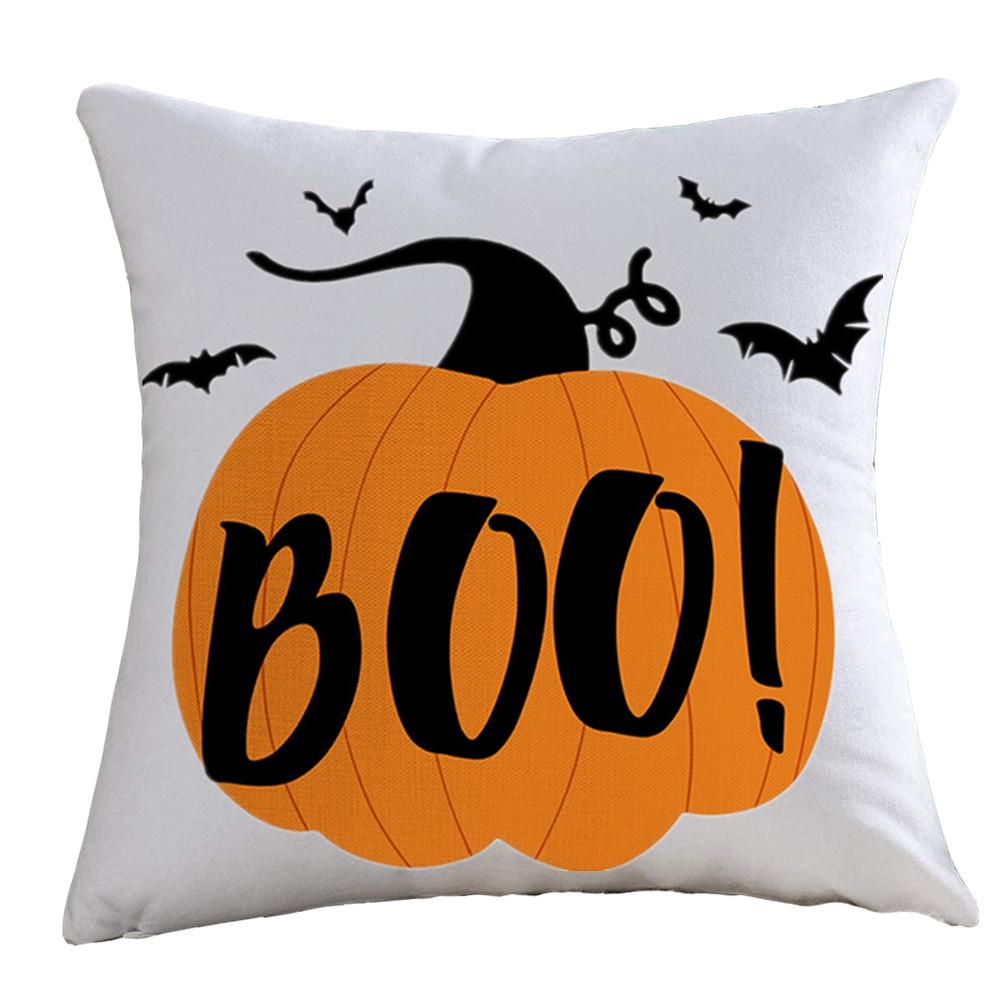 Happy Halloween Cute Spooky Pumpkin Bat Print Pattern Cushion Cover Home Living Room Sofa Decor Throw Pillow Cover 45x45cm
