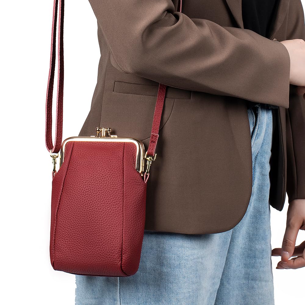 Genuine Leather Purse Shoulder Bag for Mini Smartphone Small Small Bag [Yocipa] Women, Pochette, 2-Room Structure, Pouch, Crossbody, Shoulder, Bag,