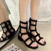 Women's Sandals Roman Style with Medium Heels Black Ladies Shoes Comfortable and Elegant Korea Summer 2025 Sales Daily Luxury