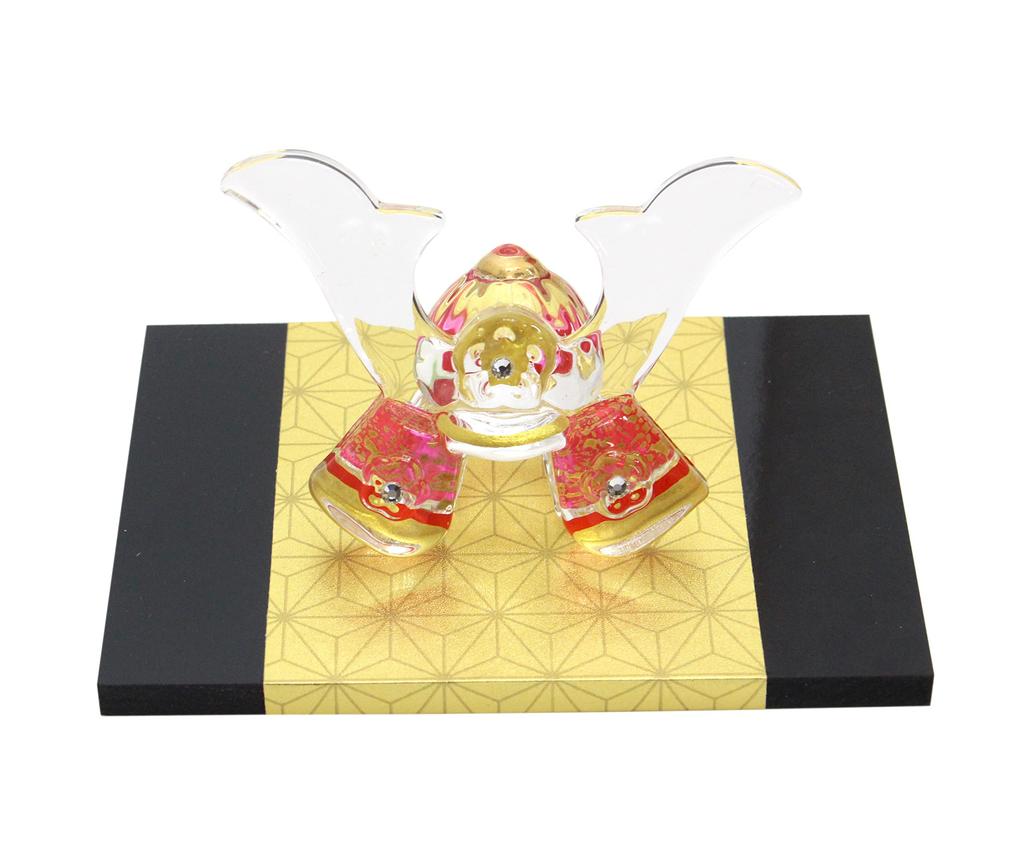 Craftsman House Day Yuu Glass Kabuto Helmet Ornament Boys' (Red)