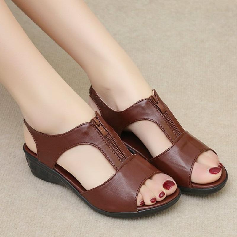 New Women Shoes Fashion Versatile Comfort Sandals Simple Breathable Slope Heel High Heels Casual Retro Daily Sandals Zapatos