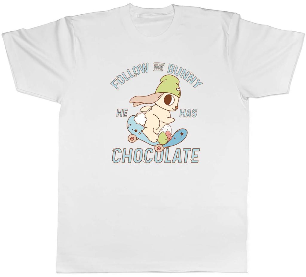 Follow the Easter Bunny Unisexs TShirt He Has Chocolate Eggs Skating Skater Tee