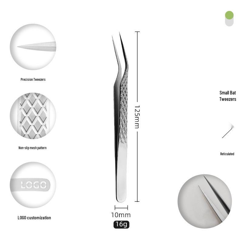 Golden Feather Stainless Steel Eyelash Tweezers for Grafting and Extensions