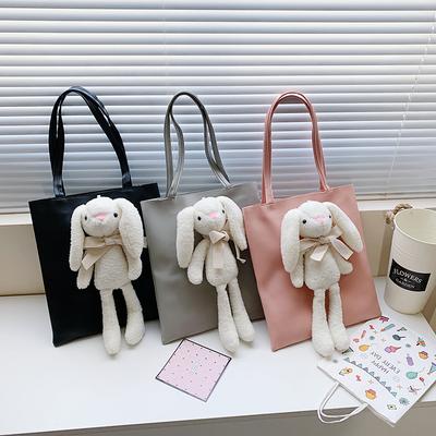Canvas Bag Women's Bag Cute Rabbit Armpit Bag Casual Large Capacity Student Cartoon Shoulder Handbag