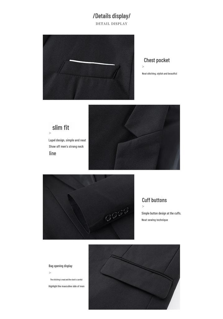 Men's Slim Fit Three-Piece Business Suit for Formal and Photography Events