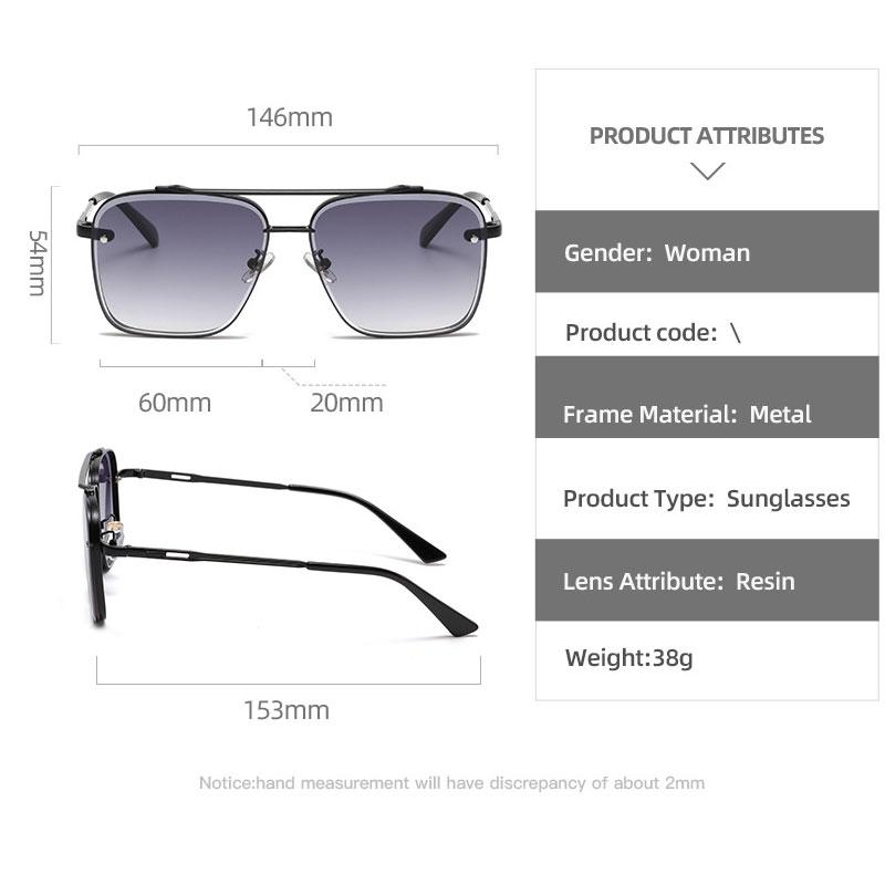 Neue Mode Quadratische Sonnenbrille Herren Luxusmarke Designer Metall Sonnenbrille Vintage Pilot Brille