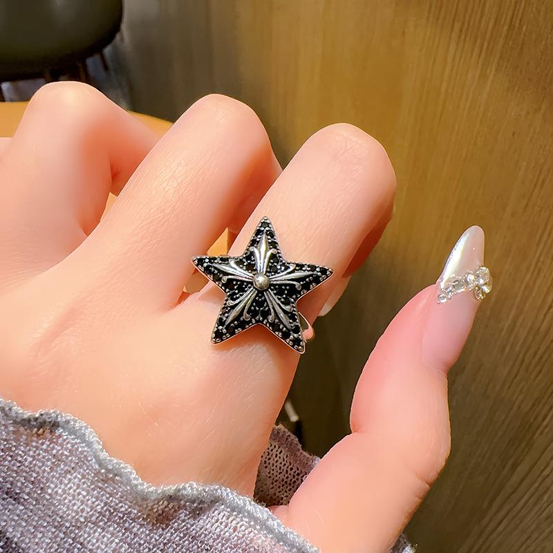 Niche Design Ring Series Personalized Star Drip Oil High Sense Stacked Open Ring Women'S Fashion French