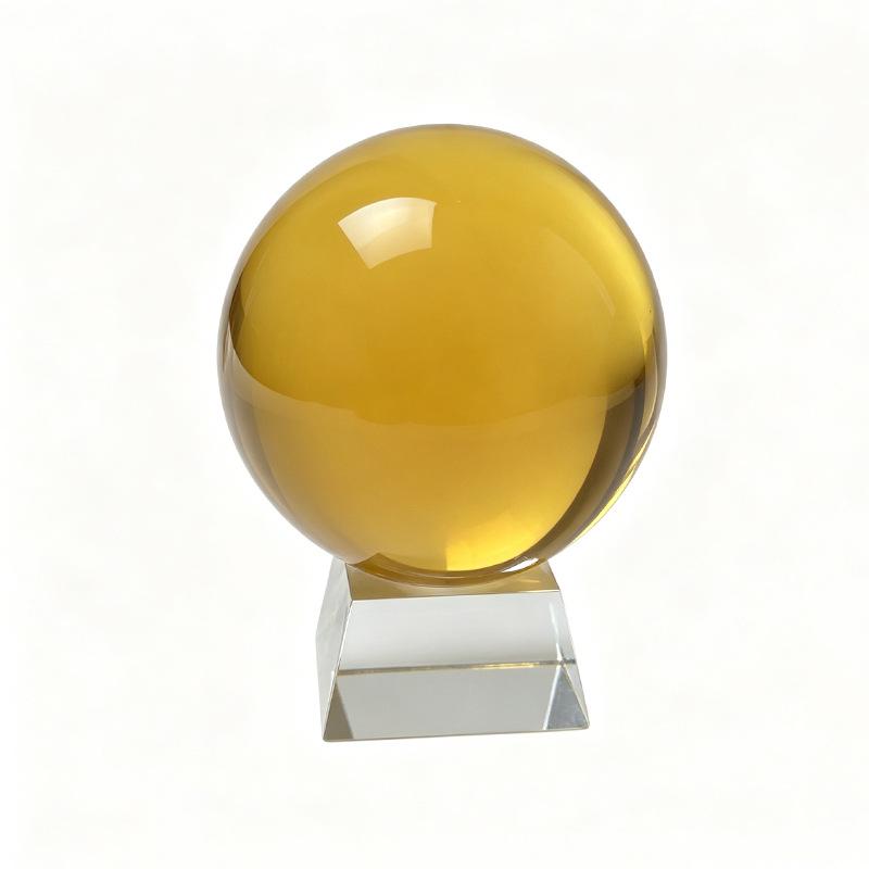 Sfera di Cristallo K9 Trasparente di Alta Gamma con Base in Vetro Trapezoidale - Decorazione da Scrivania, Arredamento per la Casa di Lusso Leggero.