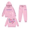 Kids' Long Sleeve Loose Pullover Letter Print Drawstring Hooded Sweatshirt Sweatpants Set
