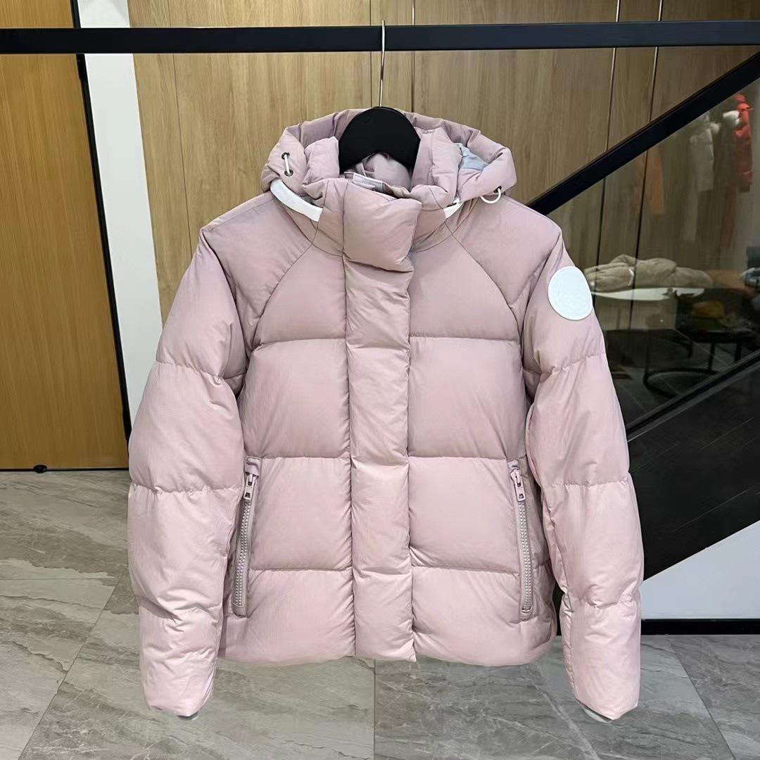 

Women s Canada Pastel White Label Short Down Hooded Puffer Jacket Small