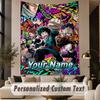 Custom Text Printed Tapestry My Hero Academia Pattern Large Wall Hanging Indoor Room Decor