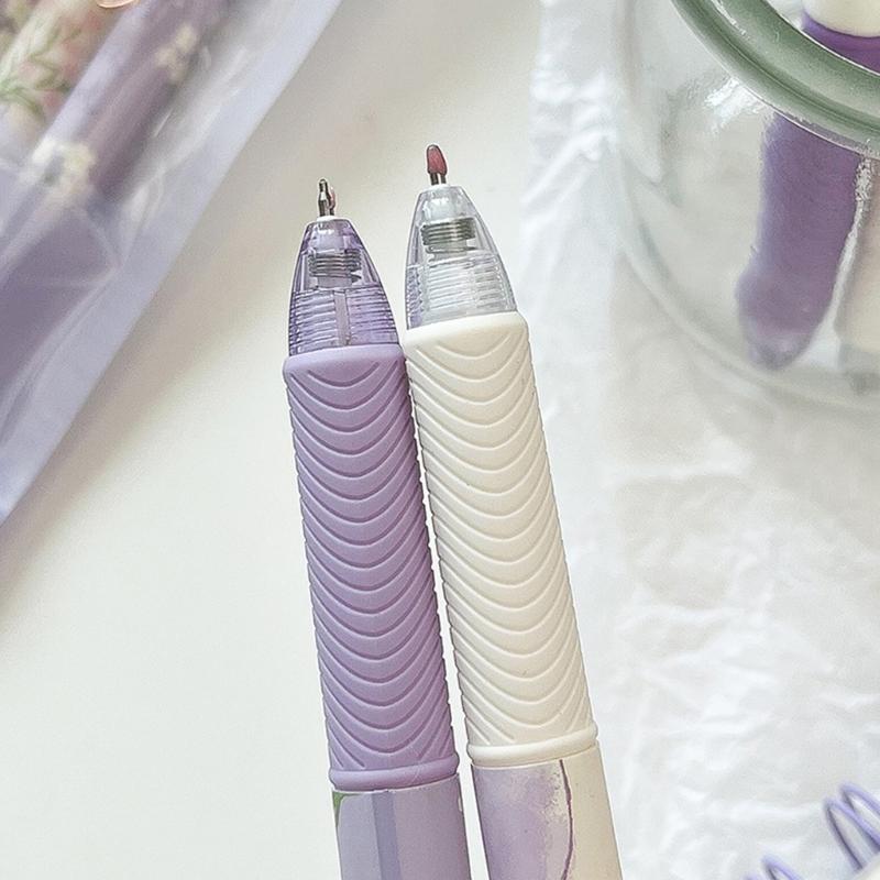 4PCS Flower Print Gel Inks Pen Retractable Gel Pen with Metal Clip Ergonomic Grip 0.5MM Tip Black Inks for Office School