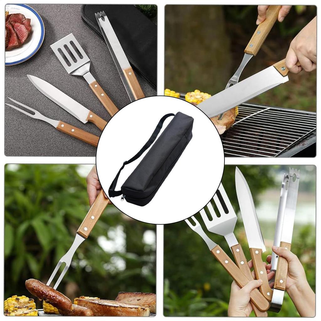 Oxford Cloth Grill Utensil Storage BBQ Tools Barbecue Bag for Outdoor Barbecue Foldable Grilling Bag for Camping Trips