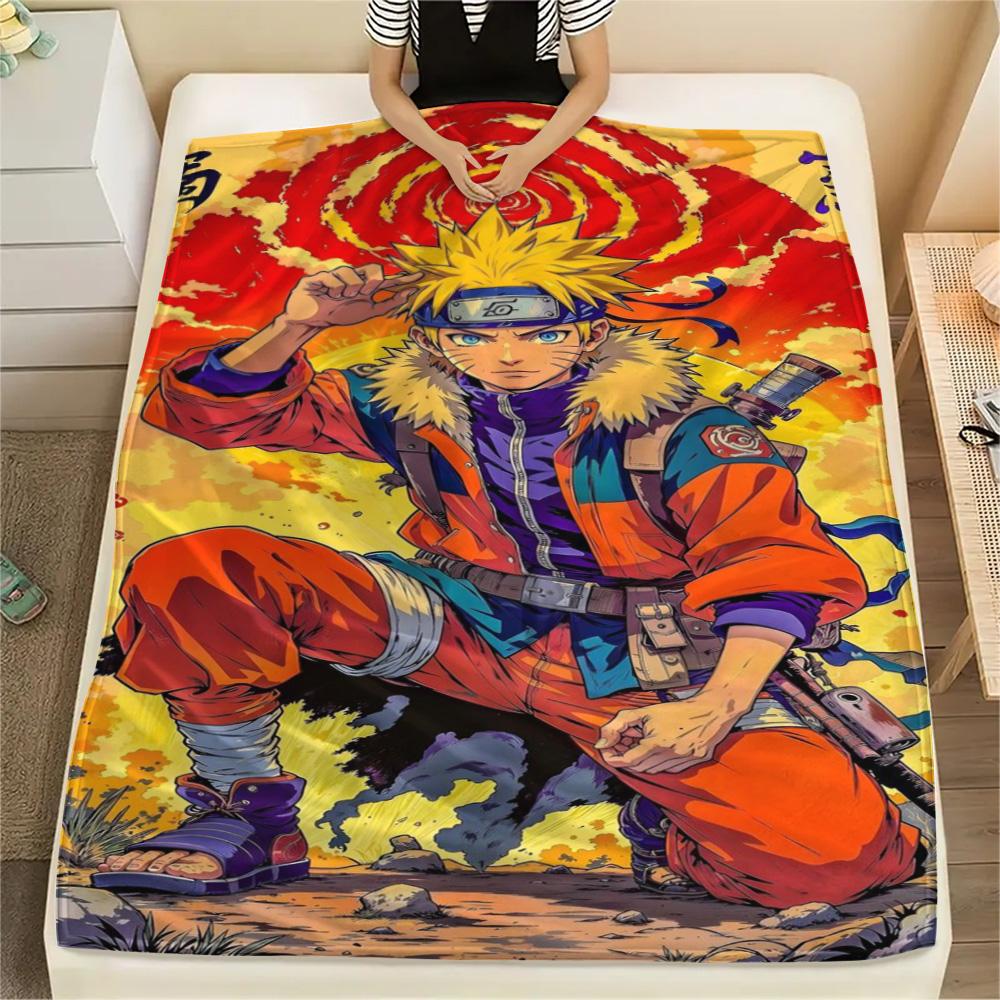 Naruto Uzumaki Indoor Leisure Essential Flannel Blanket, Warm Printed Cover for Furniture Use and Picnic Travel.-TING