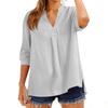 Womens 34 Sleeve V Neck Blouse Loose Fit Solid Tunic Top Casual Pullover Lightweight Comfortable Shirt for Daily Wear