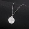 Round Coin Compass Pendant Necklace for Men Women Viking Star Butterfly Stainless Steel Choker Jewelry Hip Hop Accessories Gift