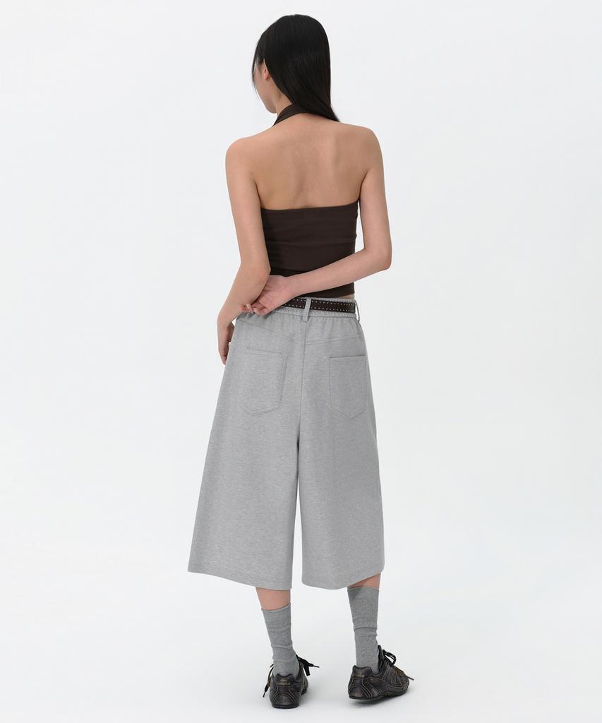 Musinsa Standard Woman Women'S Double Knit Denim Detail Bermuda Sweatpants [Medium Grey]