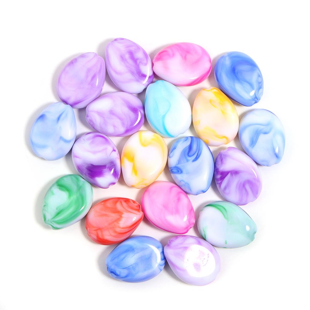 20-30pcs Colored Ink Painting Spacer Beads Heart Oval Irregular Shape Resin Beads For DIY Handmade Bracelet Keychain accessories