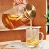 1pc Ribbed Glass Pitcher With Lid Heavy Duty High Borosilicate Glass Water Pitcher Drink Carafe For Hot And Cold Beverges Drinkware