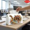 2D Flat, 1pc Tissue Box, Printed On Both Sides, Modern Watercolor Nursery Illustration Artistic Tissue Box, Cute Dinosaur Colorful Balloons Print Dura