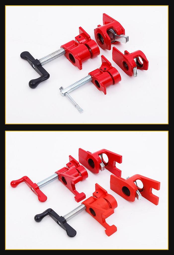 Guoding Heavy-Duty 3/4-Inch Woodworking Pipe Clamp with 6-Point Bracket