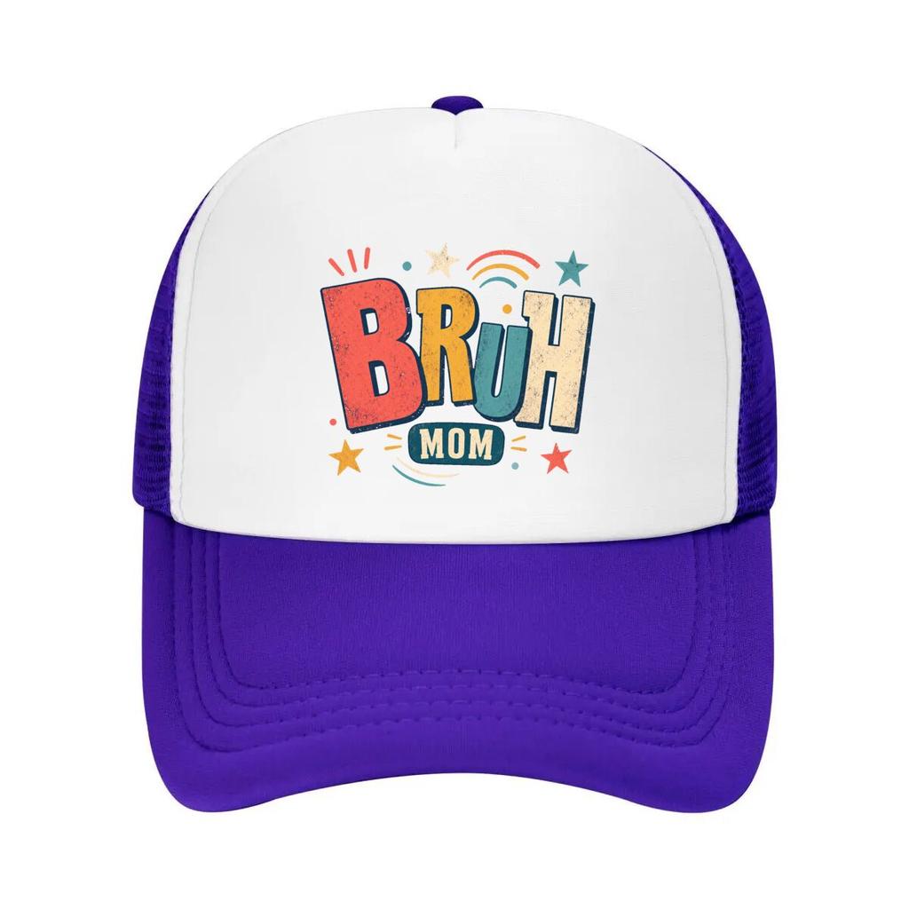Retro Bruh Mom Sunset Wordmark Mesh Baseball Cap Casual Hat Outdoor  For Womens Unisex FeUnisex