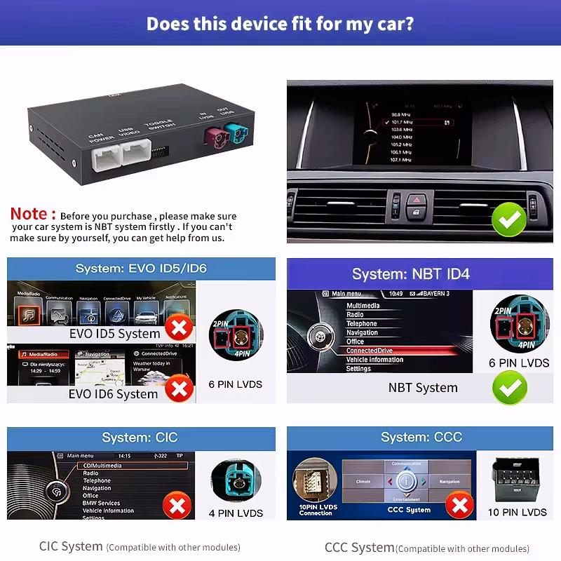 

Беспроводной CarPlay Android для системы BMW NBT CIC 1 2 3 4 5 серии X1 X3 X4 X5 F20 F21 F30 F31 F34 F10 F48 F25 F26 F15 F60 F10 E84