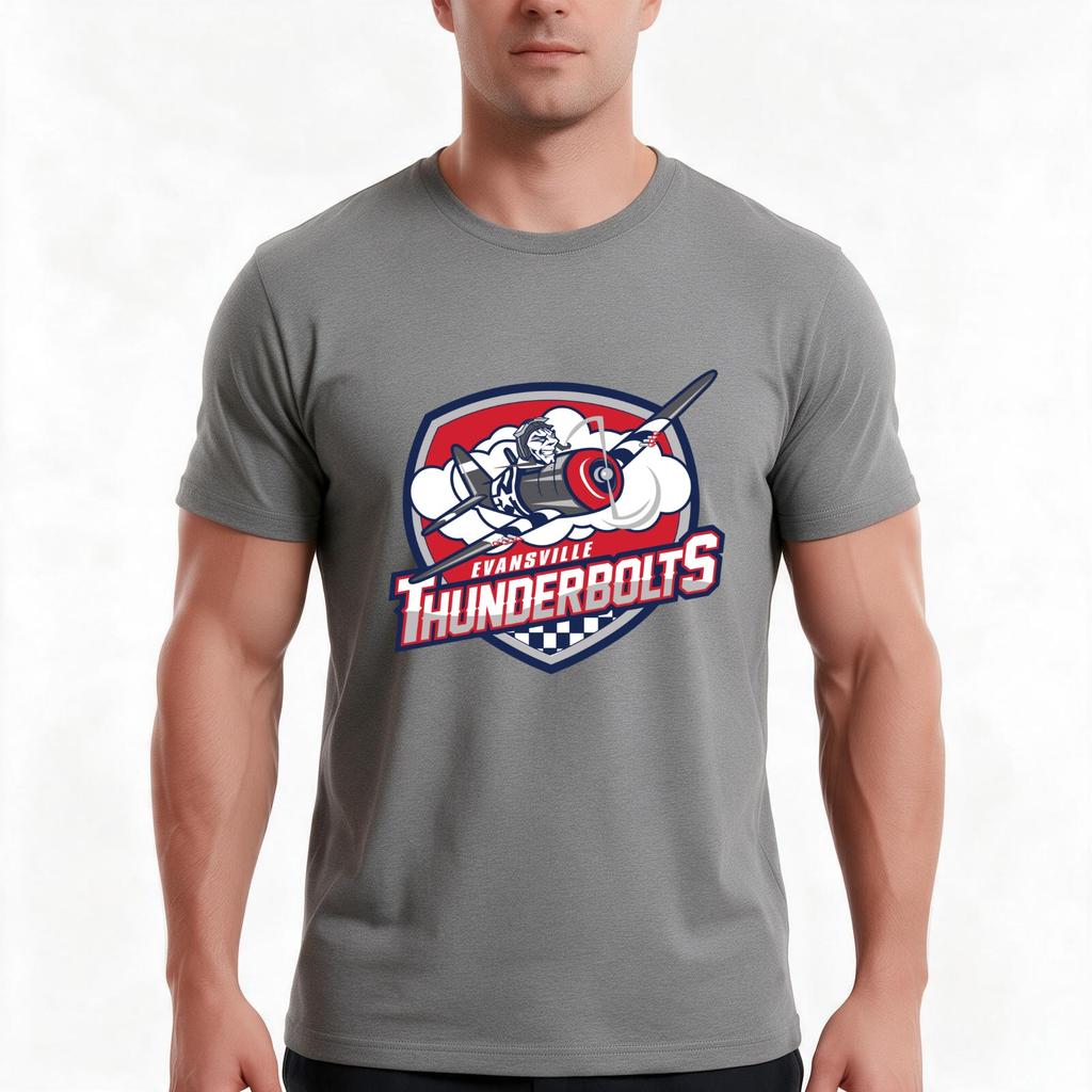Evansville Thunderbolts Essential Tshirt Summer Casual Cotton Tee Oversized Streetwear Tops Vintage Graphic Print