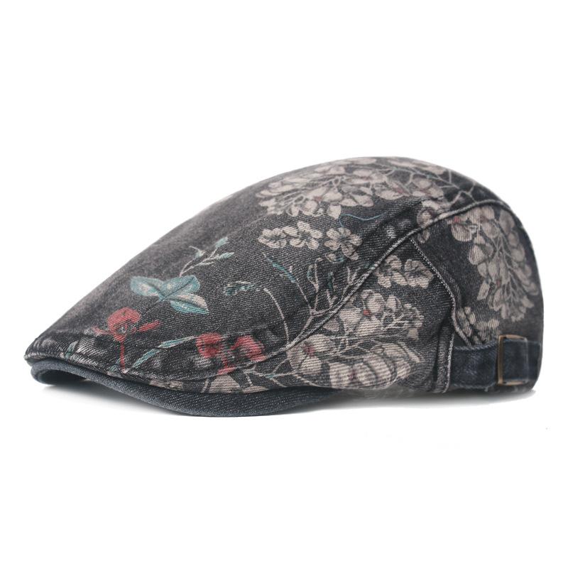 

Кепка с цветочным узором и утиным язычком в китайском стиле в стиле ретро с изображением форварда Ms. Берет Дорожный Солнцезащитный Женский Шляпа M（56-58cm） чёрный