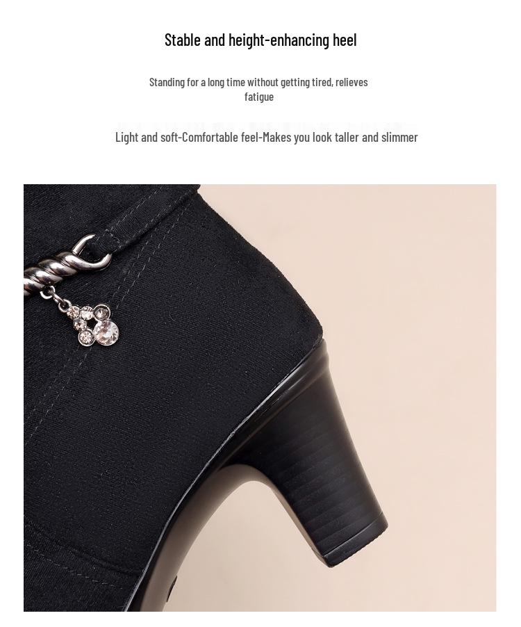 Women's Winter High-Heel Over-the-Knee Boots with Velvet Lining and Chunky Heel