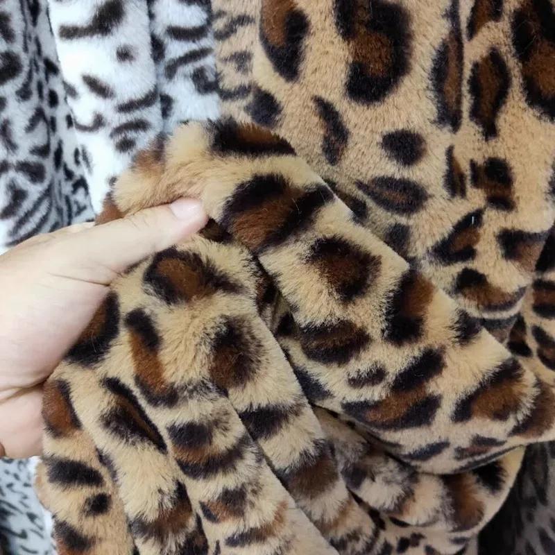 0,5/1/2 Iarduri 10mm Piele Sintetică Imitație Blană de Iepure Imprimeu Leopard pentru Haine de Iarnă Pânză Decorativă Pânze pentru Cusut DIY Handmade