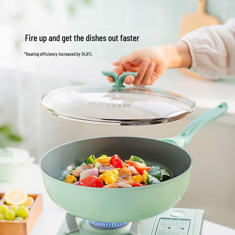 Buydeem Light Color 30cm Ceramic Non-stick Wok