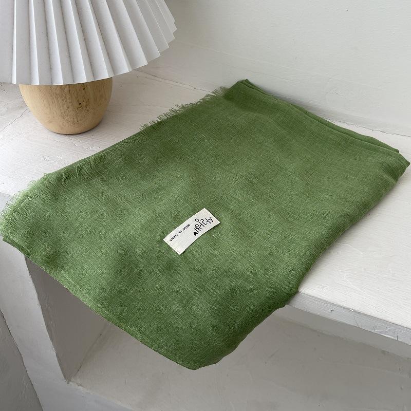 Literary Cotton and Linen Solid Color Scarf Women's Shawl Summer Desert Sunscreen Sunshade Travel Long Silk Fashion Trend