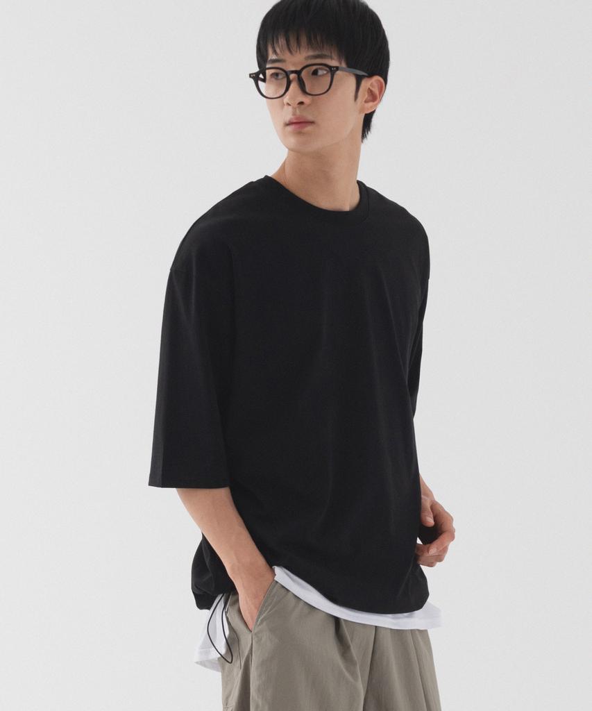 PIANER Cool Oversized String Short Sleeve T-Shirt (Black)
