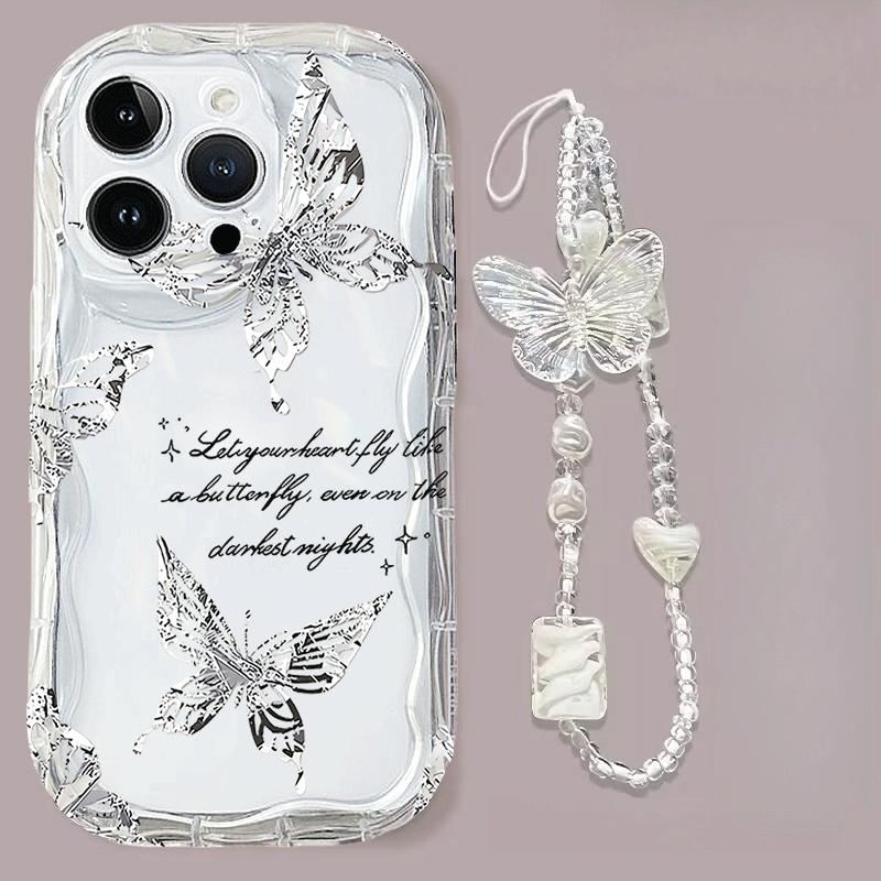 Butterfly Bow Phone Case With Lanyard for Samsung Galaxy S22 S23 S21 Ultra Plus S20 FE A24 A14 A34 A35 A05 A05S A53 A33 A52 A32