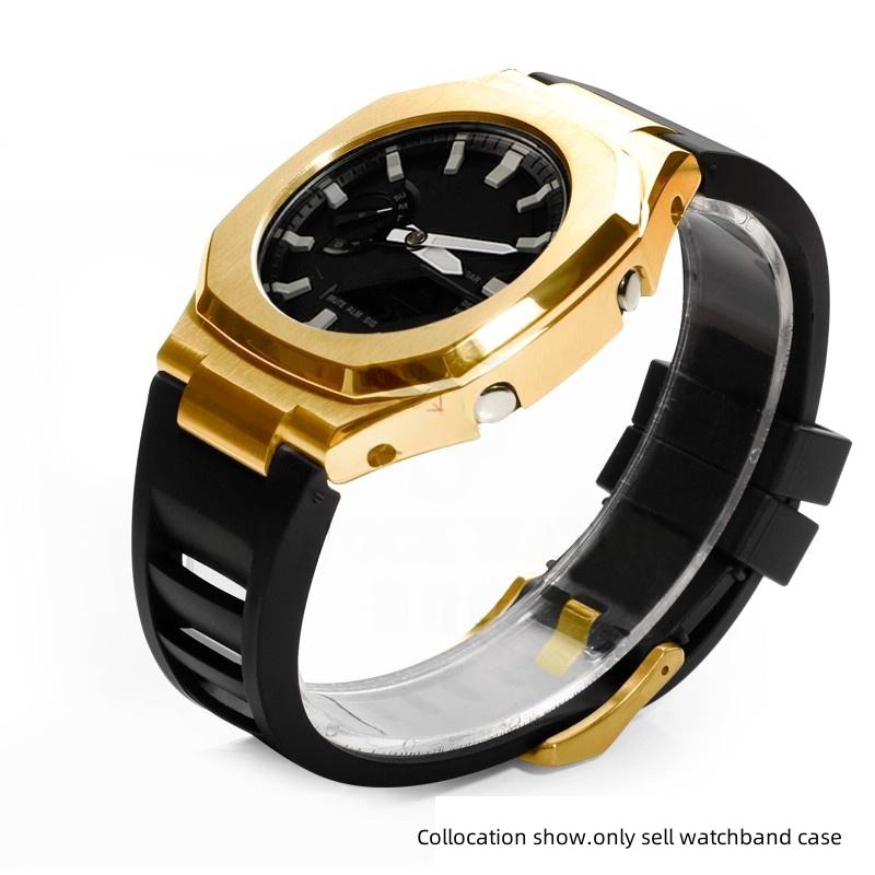 GA-2100 Mod Kit For Casio G-SHOCK GA2100 2110 GA B2100 Watch Men Modified Stainless Steel Case FKM Fluororubber Band Metal Strap