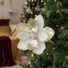 Realistic Artificial Christmas Poinsettia Flocking Glitter Christmas Flower Stem  Home Decor