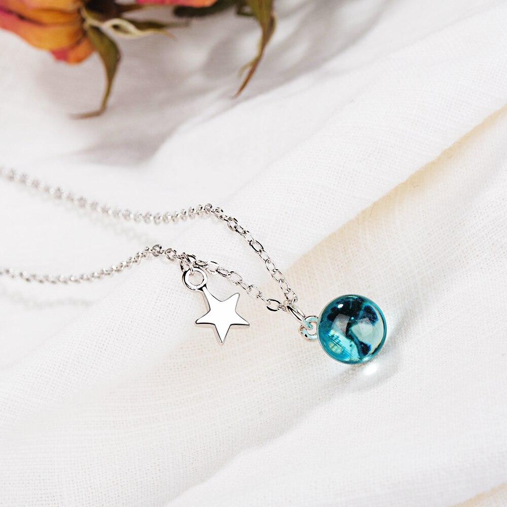 Sterling Color Fantastic Blue Crystal Stone For Women Planet Star Pendant Necklaces Clavicle Chain Necklaces Jewelry S N299Trendy Pendant