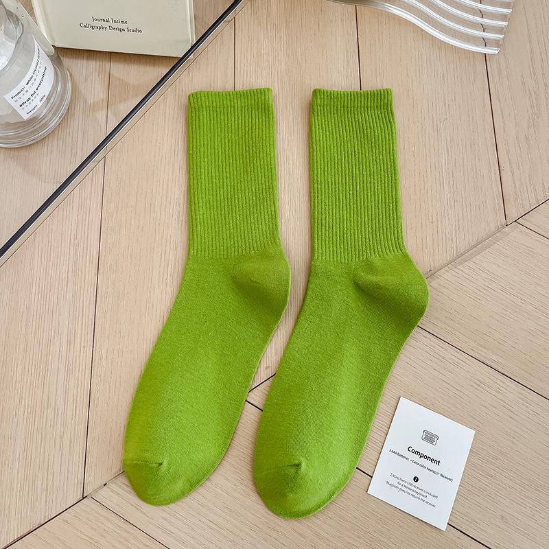 

Красочные женские хлопковые гольфы для танцев до колена: Макаронс Конфетный цвет, Миди, Японский стиль One Size