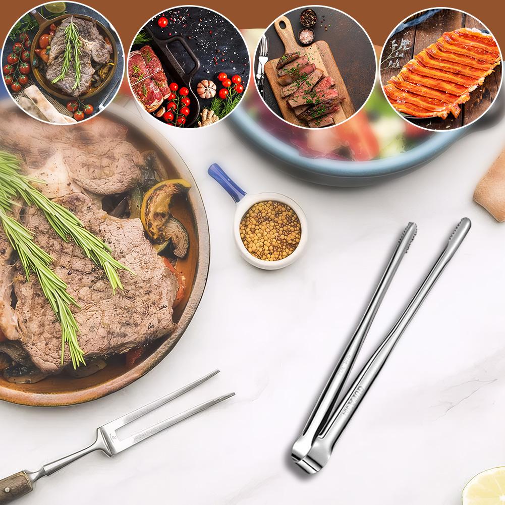 BBQ Tongs Stainless Steel Kitchen Tweezers Metal Cooking Tweezers Cooking Utensils for Salad Fish Steak Barbecue Buffet
