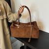 Autumn Winter Women's Suede Underarm Tote Bag Large Capacity Commuter Shopper Shoulder Bag Trendy Soft Leather Handbags