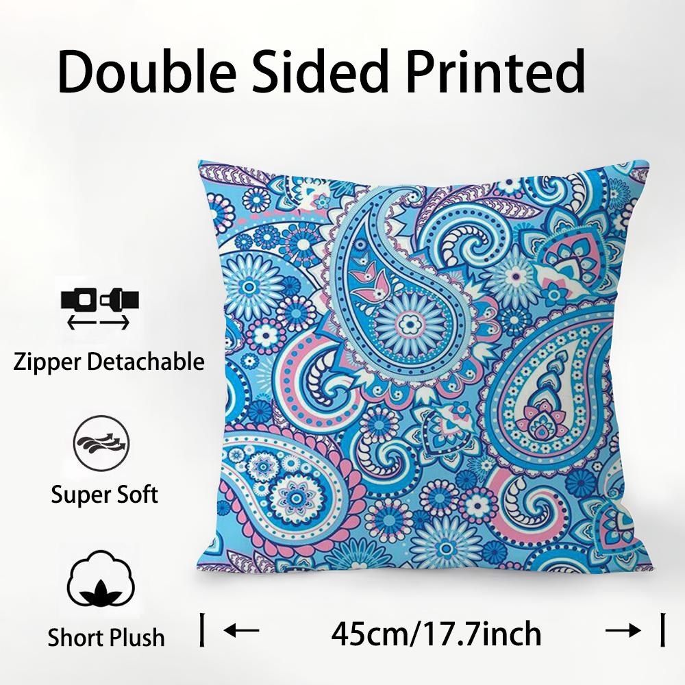 Painted Design P-PaisleyS Pillow Case Plush Fabric Soft Double Sided Print Sofa Cushion Cover Throw Pillow Covers