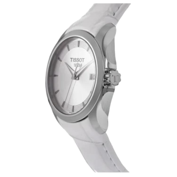 Tissot Kutu Collection Quartz Movement Women's Watch 32mm White Dial Stainless Steel Case Leather Strap T035.210.16.031.00