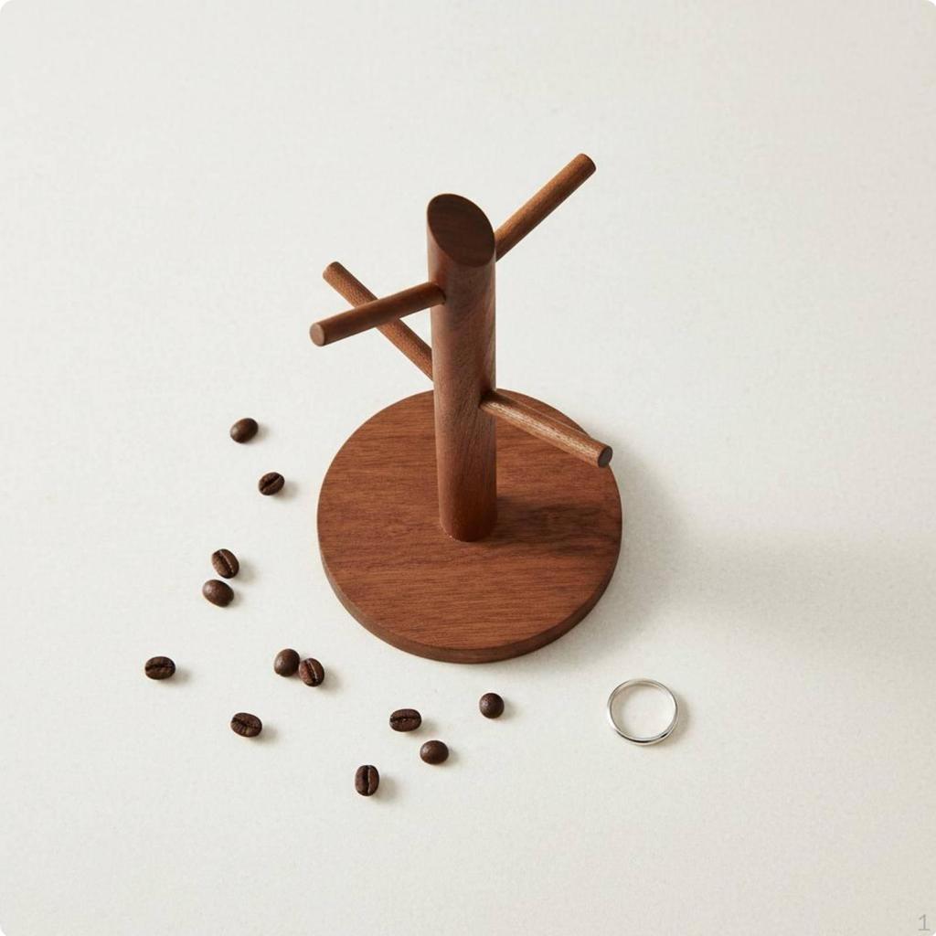 Kitchen Cup Rack Wood Wooden Mug Tree MultiFunctional Holder Stand for Cafe, Dresser Beech